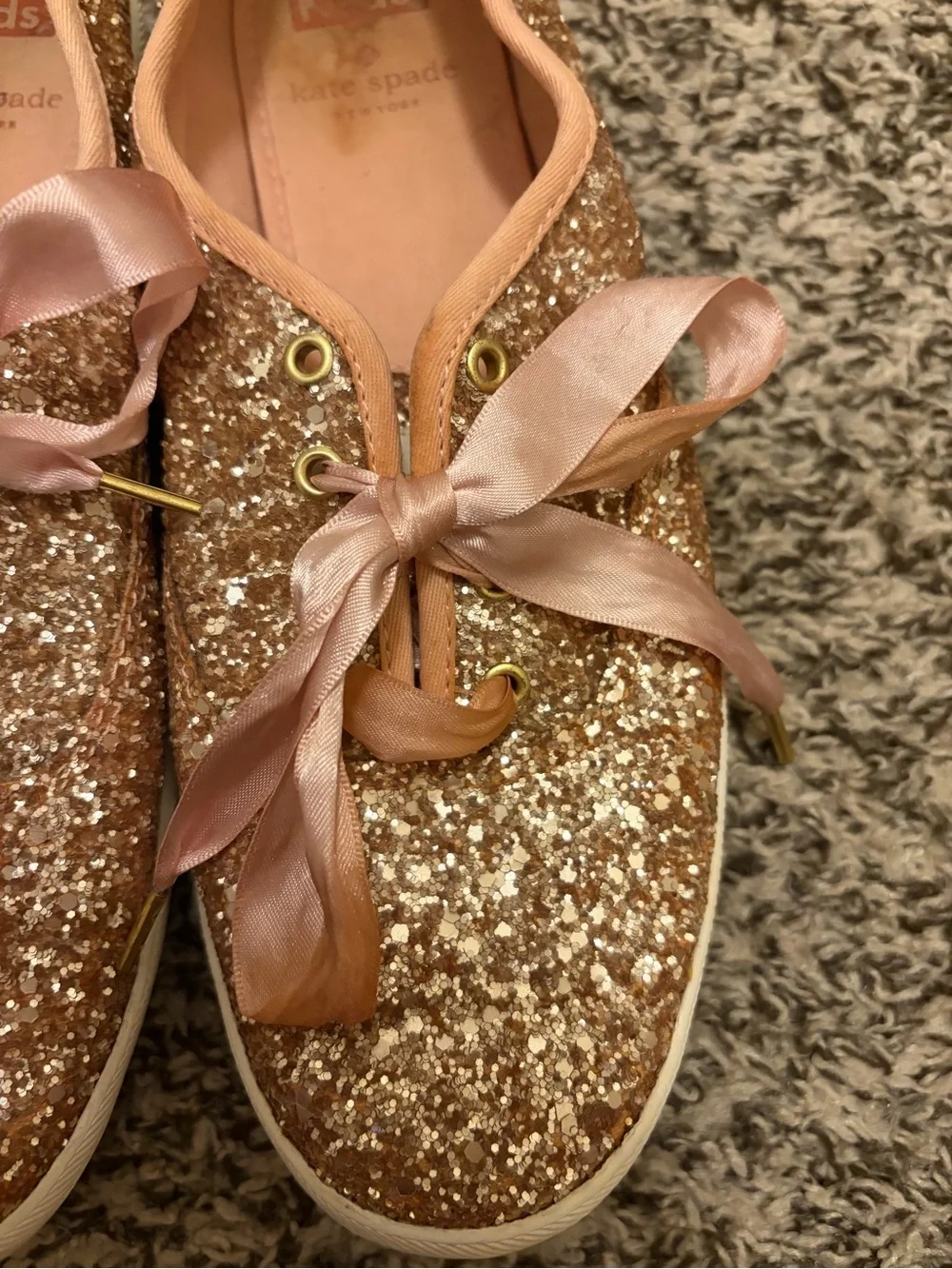 kate spade Rose Gold Glitter Low-Top Sneakers